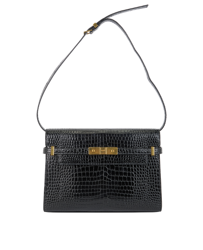 Medium Manhattan, £850, Handbags, Black, Mock Croc, Front view